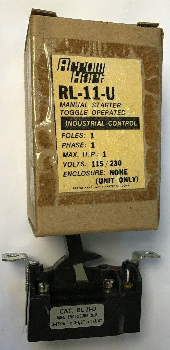 ARROW HART RL-11-U MAUAL STARTER TOGGLE OPERATED INDUSTRIAL CONTROL 115/230V