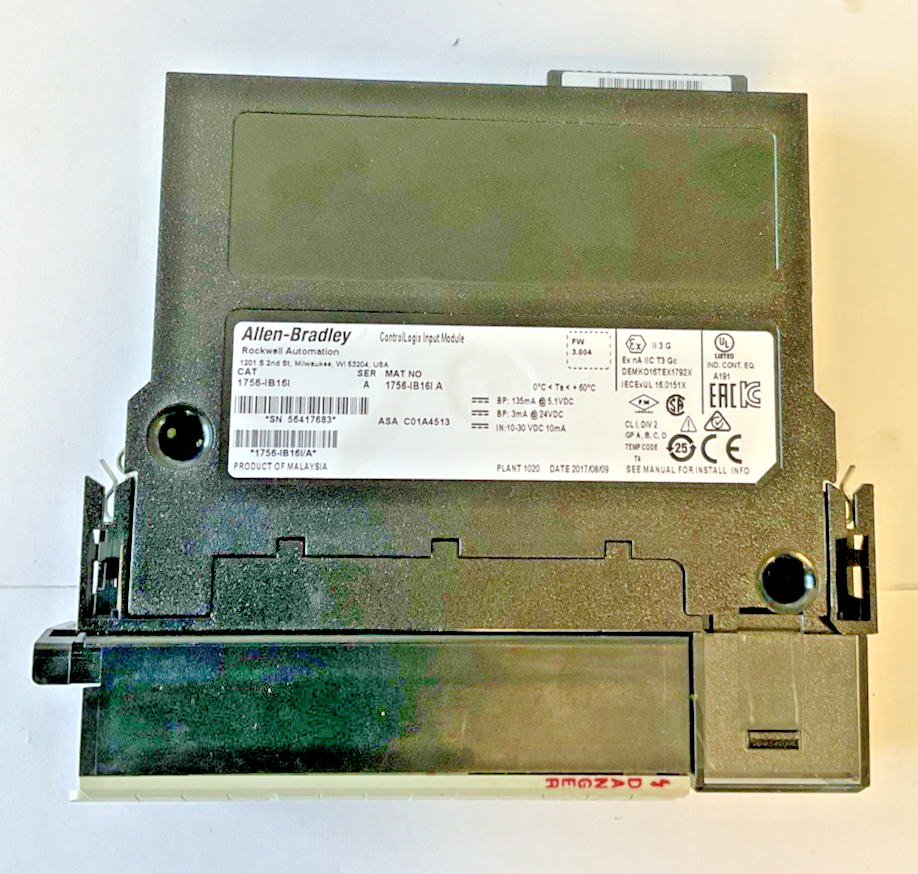 ALLEN BRADLEY 1756-IB16I INPUIT MODULE FW:3.004 SER.A 24VDC