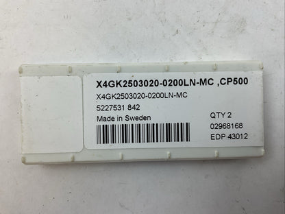 SECO X4GK2503020-0200LN-MC CP500 CARBIDE INSERT (BOX OF 2)