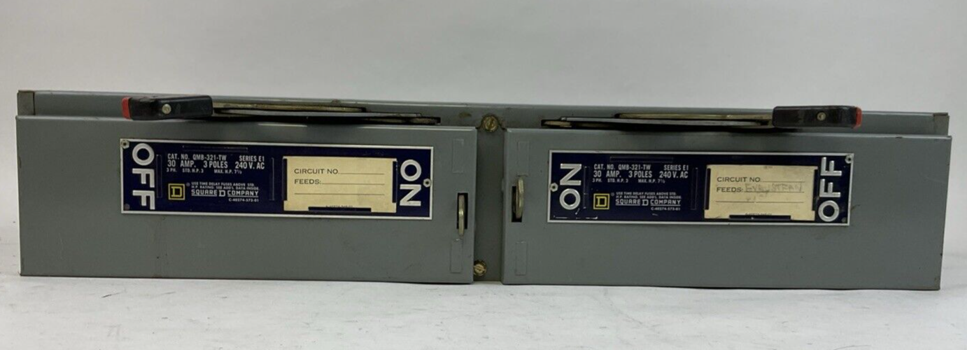 SQUARE D QMB-321-TW PANELBOARD TWIN SWITCH SER E1 240VAC 3POLE 30AMP 3PH 7-1/2HP