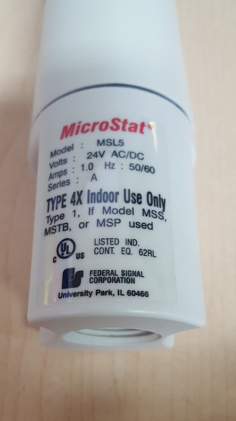 FEDERAL SIGNAL MICROSTAT MSL5 STACKLIGHT NODEL, 24V AC/DC, 1.0 HZ:50/60,SERIES A