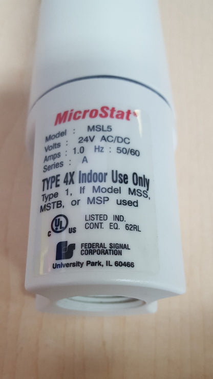 FEDERAL SIGNAL MICROSTAT MSL5 STACKLIGHT NODEL, 24V AC/DC, 1.0 HZ:50/60,SERIES A