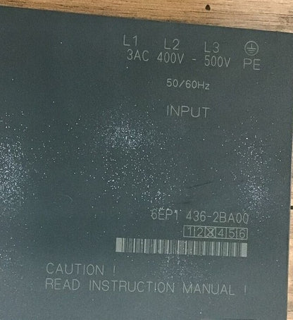 SIEMENS 6EP1436-2BA00 SITOP POWER 20 POWER SUPPLY 500V 50/60HZ 24VDC