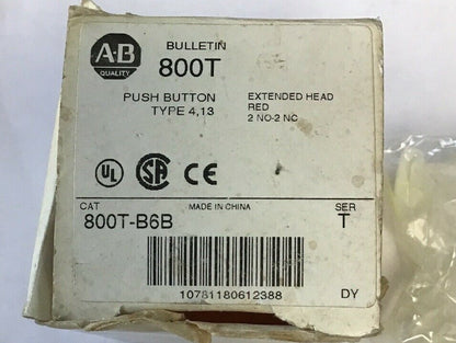 ALLEN BRADLEY 800T-B6B SERIES T TYPE 4,13 EXTENDED HEAD RED