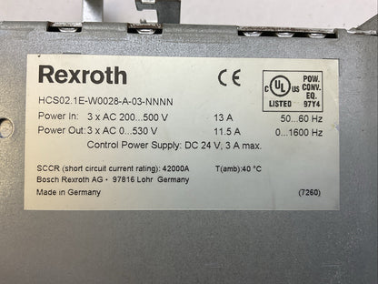 REXROTH CSH01.3C-NN-ENS-NNN-CCD-S2-S-NN-FW HCS02.1E-W0028-A-03-NNNN INDRADRIVE C