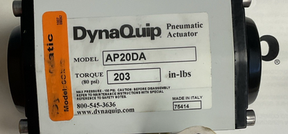 DYNAQUIP AP20DA PNEUMATIC BALL VALVE