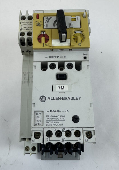 ALLEN BRADLEY 190-CPS40 SERIES A STARTER SYSTEM W/ 190-P024 TRIP 190-A40 120V