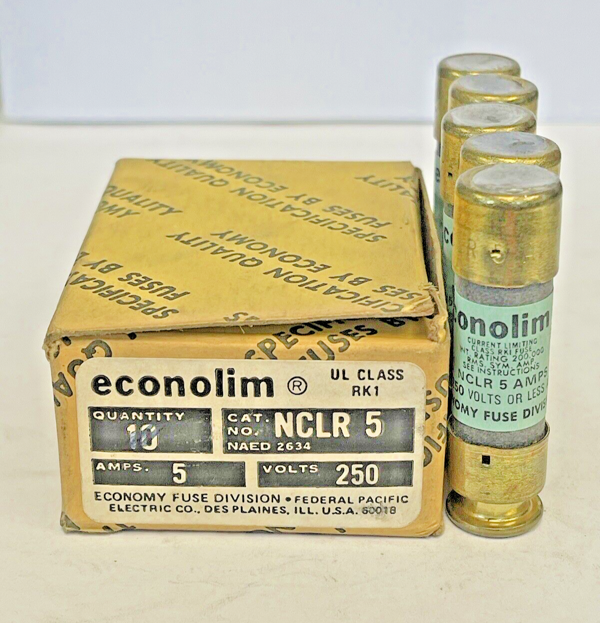 ECONOLIM *BOX OF 5* - NCLR 5 - 5 AMP, 250 VAC, CURRENT-LIMITING CLASS RK1 FUSES