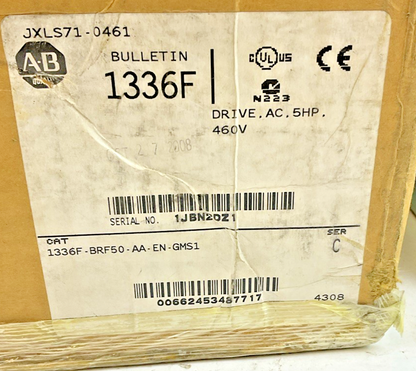 ALLEN BRADLEY 1336F-BRF50-AA-EN-GMS1 AC FREQ. DRIVE SER.C 460VAC 5HP 50/60HZ