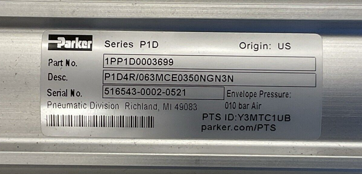 PARKER 1PP1D0003699 P1D4R/063MCE0350NGN3N PNEUMATIC CYLINDER