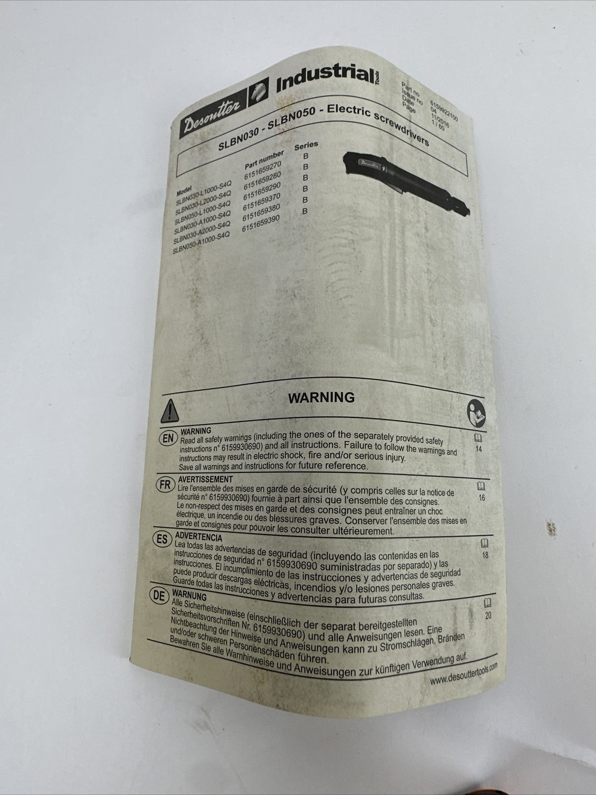 DESOUTTER SLBN050-L1000-S4Q 6151659290 ELECTRIC SCREWDRIVER 40VDC 1000RPM