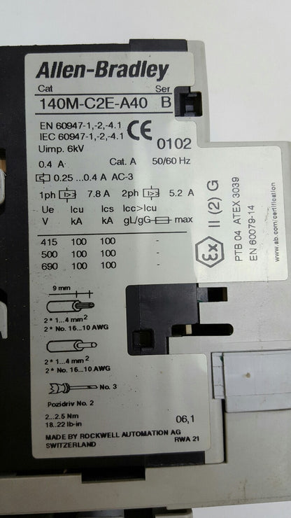 Allen Bradley Comb Starter # 190S-ADNJ2-CA40C B