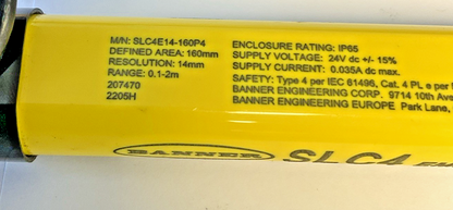BANNER SLC4E14-160P4 EMITTER 24VDC W/ SLC4R14-160P4 RECIEVER 24VDC 0.1-2M