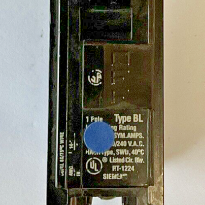 SIEMENS BL120 CIRCUIT BREAKER 20A 120/240VAC 1POLE