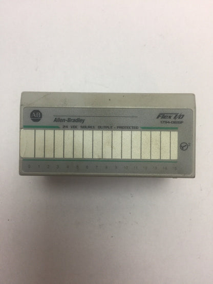 ALLEN BRADLEY 1794-OB16P 24VDC SOURCE OUTPUT MODULE SER A REV A02 F/W REV NO F/W