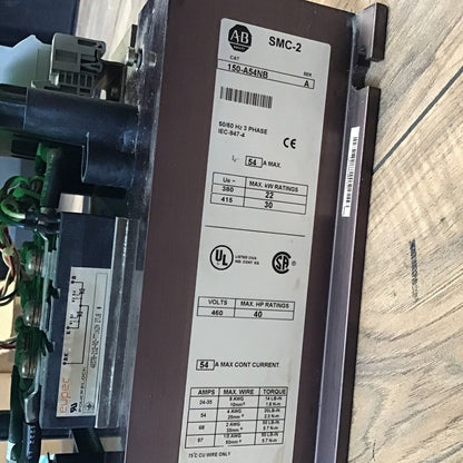 ALLEN BRADLEY 150-A54NB MOTOR CONTROLLER SER.A 50/60HZ 3 PHASE 460V 54A