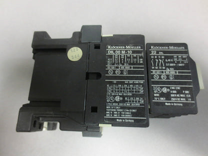 KLOCKNER-MOELLER DIL 00 M-10 & 22 DIL RELAY / CONTACTOR ASSEMBLY
