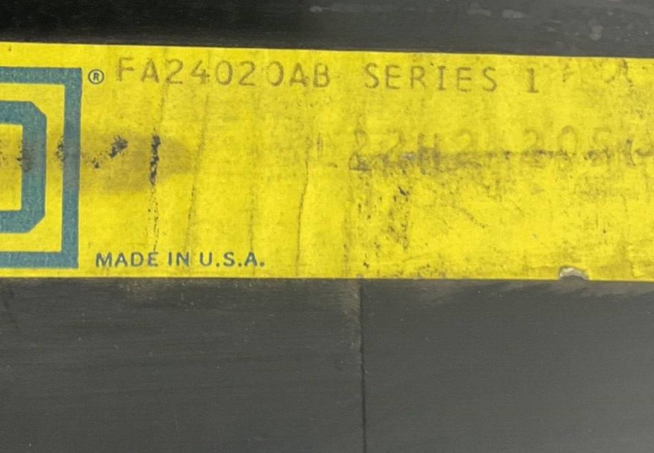 SQUARE D FA 24020AB CIRCUIT BREAKER SER.1 480VAC 250VDC 2POLE