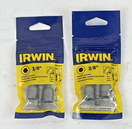 IRWIN SPEEDBOR - 3051015 *LOT OF 2 PACK (6 TOTAL)* - 3/8" MAGNETIC NUTSETTERS