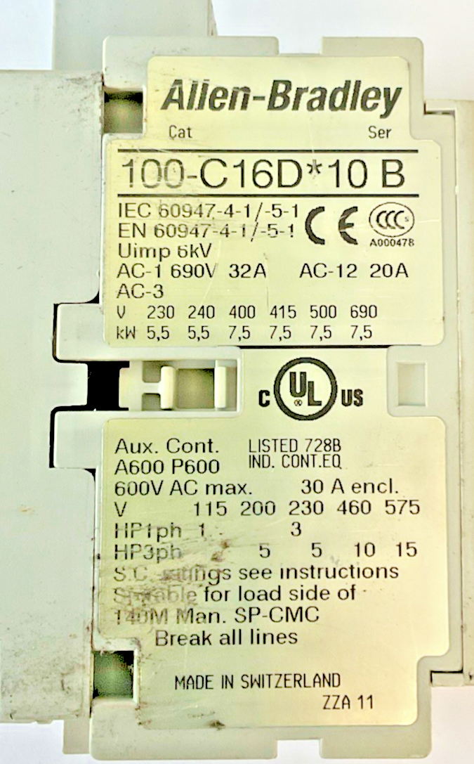 ALLEN BRADLEY 100S-C16DJ14BC CONTACTOR SER.B | 100-C16D*10 W/ 100S-F
