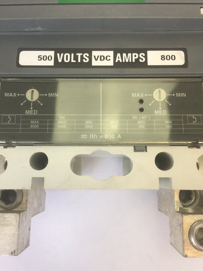 ABB S6N CIRCUIT BREAKER SAC S6 500VDC 600VAC 2 POLE 800A TRIP