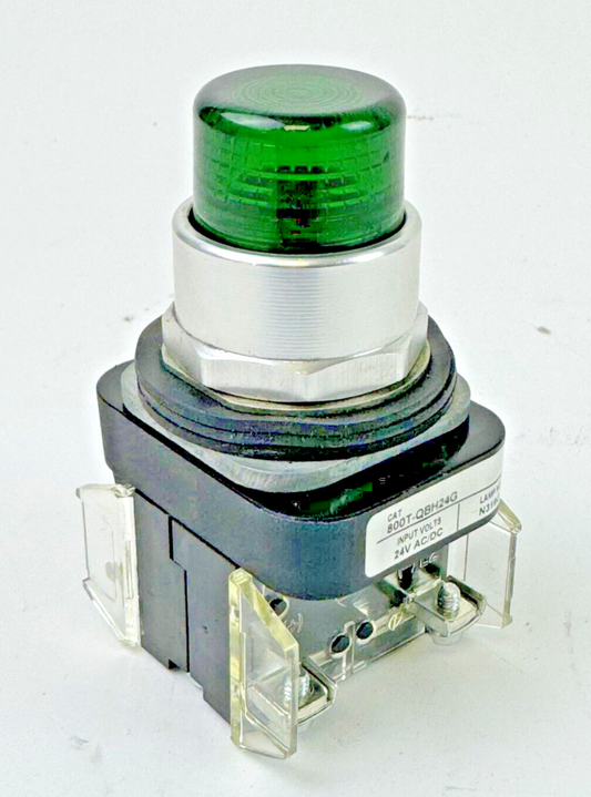 ALLEN-BRADLEY - 800T-QBH24G SER. T - GREEN ILLUMINATED PUSH BUTTON W/ BLOCK