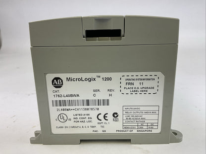 ALLEN BRADLEY 1762-L40BWA SER C REV H FRN 11 MICROLOGIX 1200 CONTROLLER