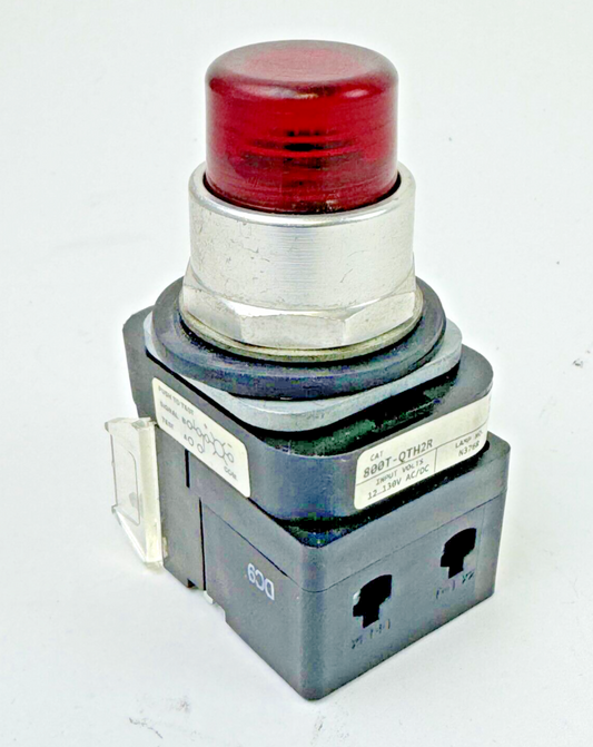 ALLEN-BRADLEY - 800T-QTH2R SER. U - RED ILLUMINATED PUSH BUTTON W/ BLOCK