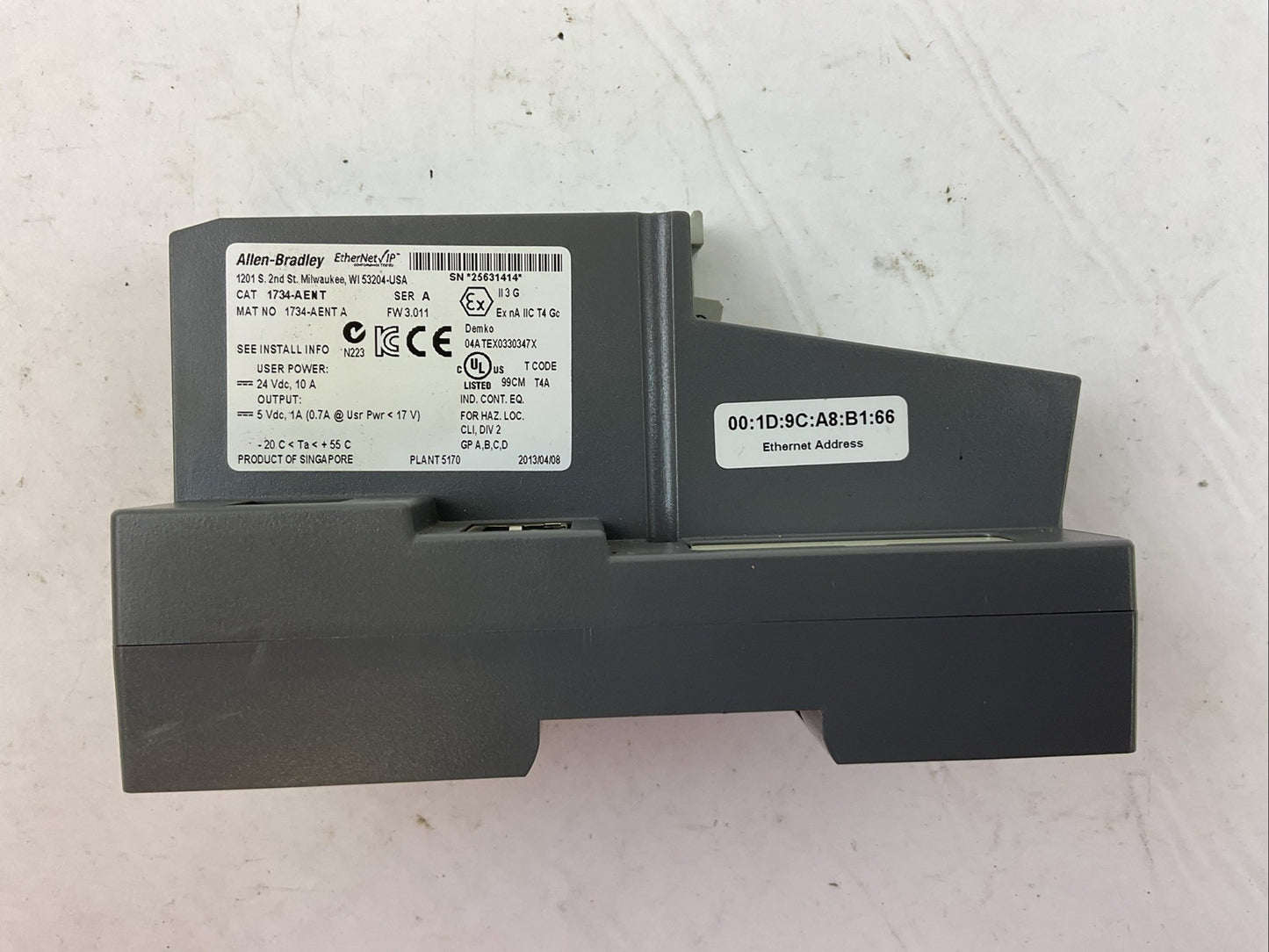 ALLEN BRADLEY 1734-AENT SER A FW 3.011 NETWORK ADAPTOR 1734-RTB SER A REV A01