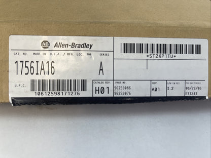 ALLEN BRADLEY 1756-IA16 SER A CATALOG REV H01 F/W REV 3.2 AC INPUT 16PT 120VAC