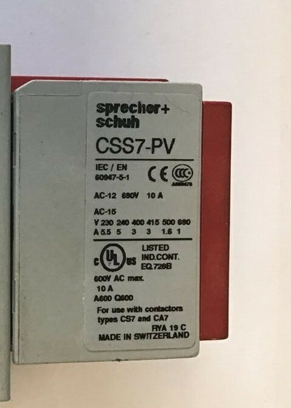 SPRECHER+SCHUH CAS7-9-14C SAFETY CONTACTOR 600VAC