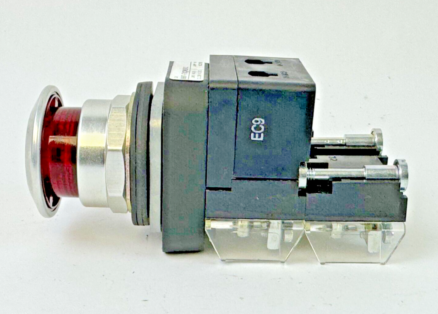 ALLEN-BRADLEY - 800T-FXQH2RG1 SER. U - RED MUSHROOM PUSH/PULL BUTTON W/ BLOCK