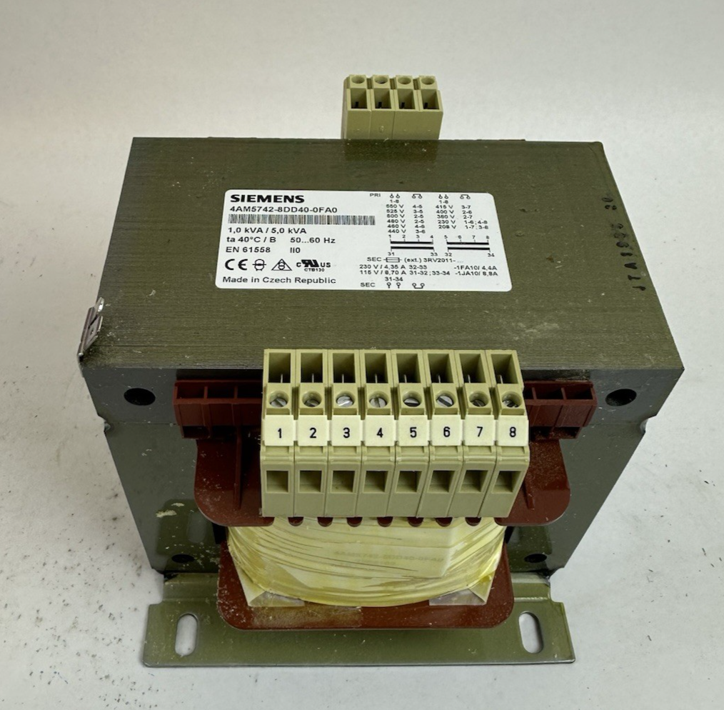 SIEMENS 4AM5742-8DD40-0FA0 1-5 KVA, MULTI TAP PRI. 208-550V SEC. 115V/230V 1PH