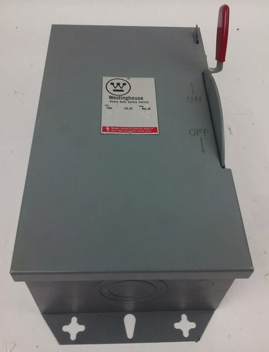 WESTINGHOUSE, HUN362, SAFETY SWITCH, 60A, 600V, 3P, TYPE 1 INDOOR ENCLOSURE, NEW