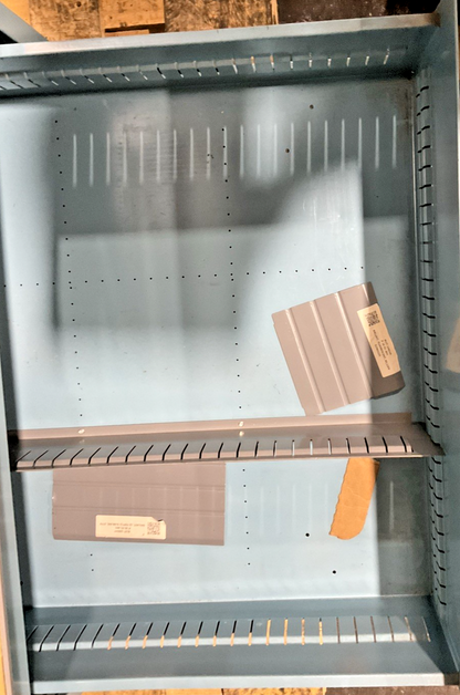 STANELY VIDMAR 6 DRAWER CABINET WITH TOP CABINET SHELF DIVIDERS VARY **NO KEY**