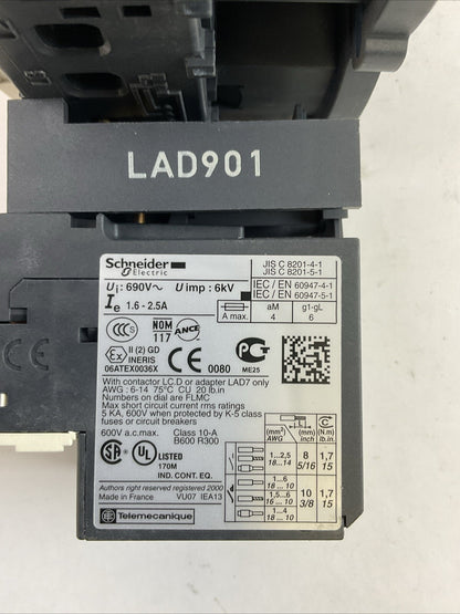SCHNEIDER ELECTRIC REVERSING STARTER (LC1D09(2) CONTACTOR+LRD07 RELAY) 120V COIL