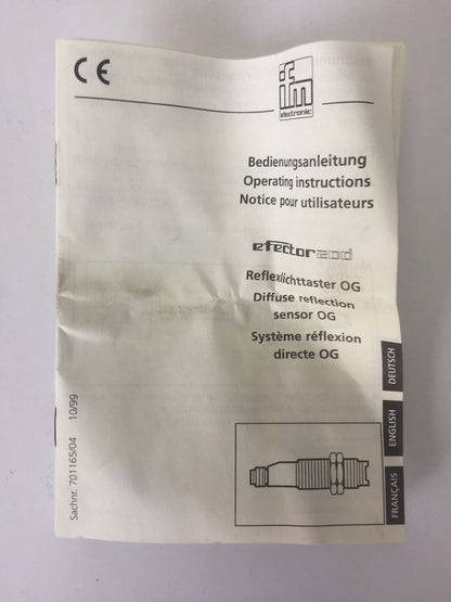 IFM EFECTOR OG5050 PHOTO ELECTRIC SENSOR 10...36VDC