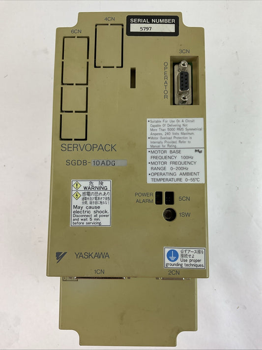 YASKAWA SGDB-10ADG SERVOPACK OUTPUT 0-230VAC 7.1A INPUT 200-230VAC 8.0 SERVO AMP
