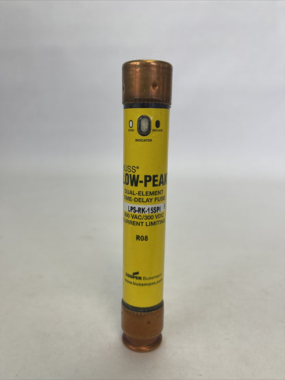 COOPER BUSSMANN LPS-RK-15SPI LOW-PEAK DUAL ELEMENT FUSE 600VAC 300VDC(LOT OF 10)