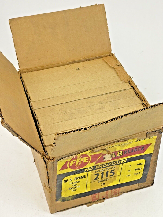FEDERAL PACIFIC *BOX OF 10* - 2115 - NE-S FRAME 1 POLE, 15 A, 120 VAC BREAKERS