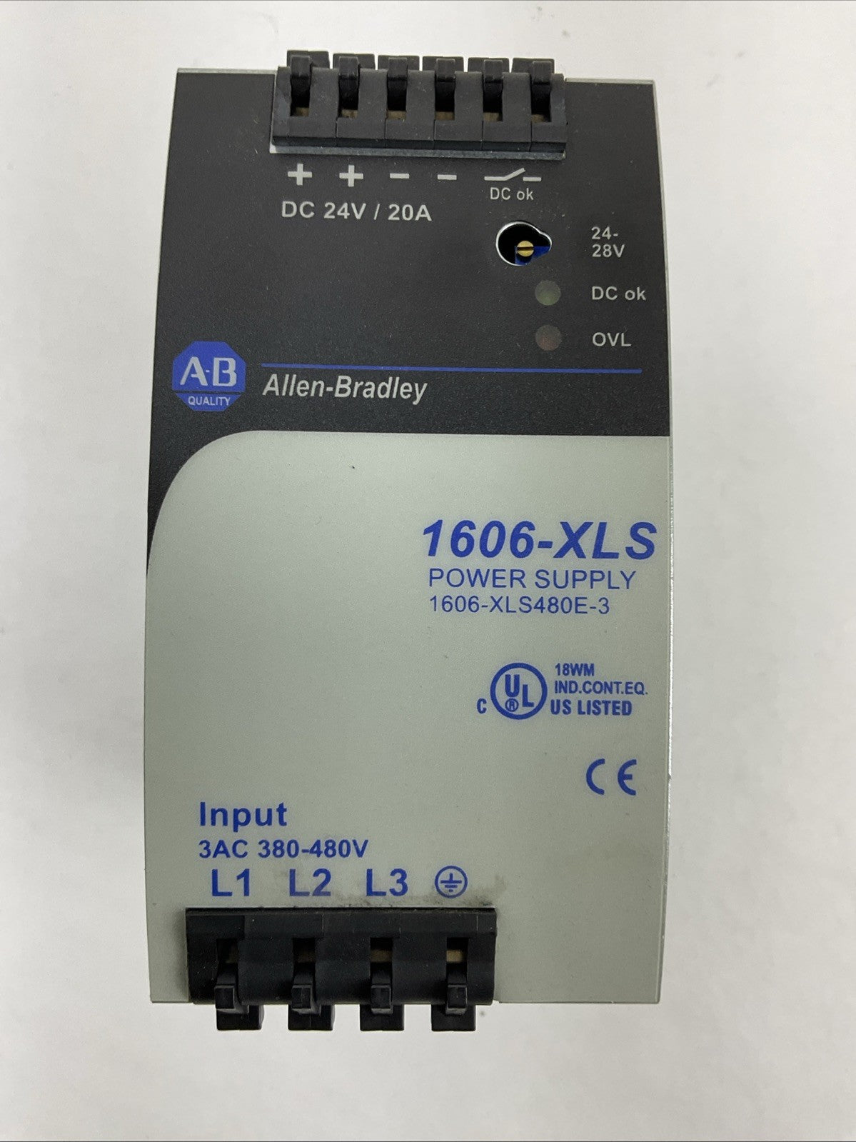ALLEN BRADLEY 1606-XLS480E-3 SER A POWER SUPPLY OUTPUT 24-28VDC INPUT 380-480VAC