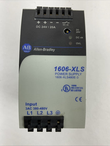 ALLEN BRADLEY 1606-XLS480E-3 SER A POWER SUPPLY OUTPUT 24-28VDC INPUT 380-480VAC