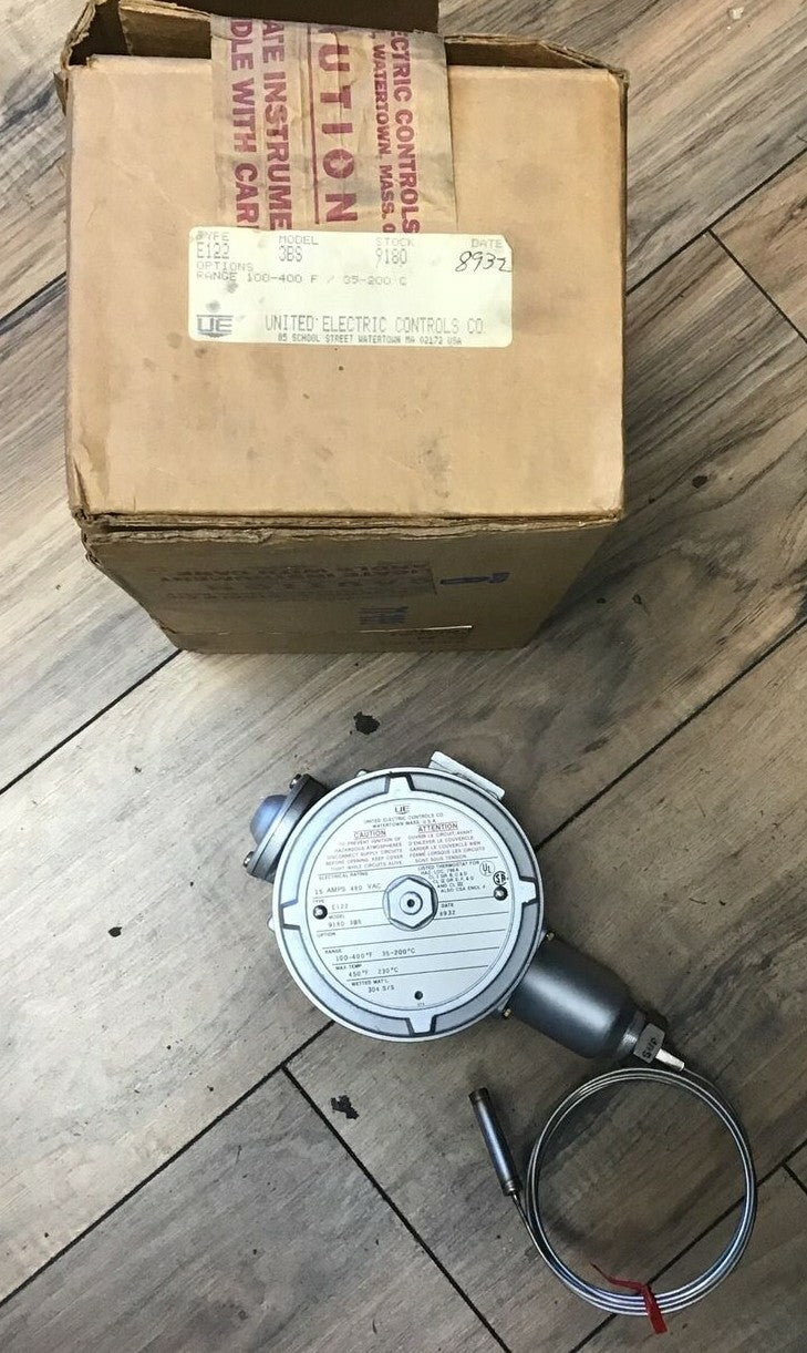 UNITED ELECTRIC CONTROLS TEMP SWITCH TYPE E122 MODEL 9180 3BS 100-400*F35-200*C