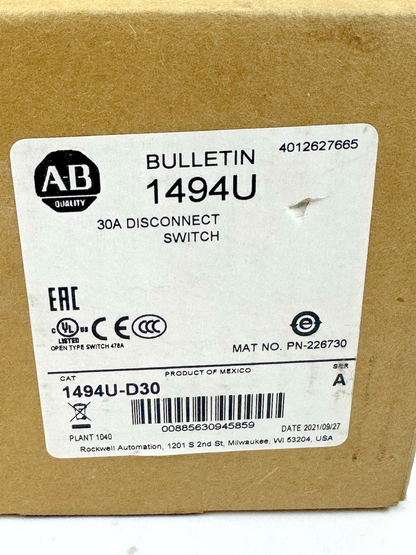 Allen Bradley 1494U-D30 Disconnect Unit KIT 1494U-HM1 1494U-R1