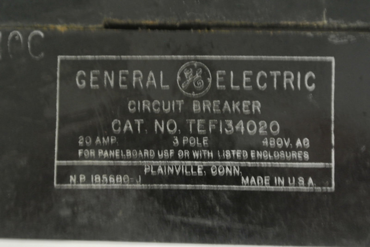 GE TEF134020 CIRCUIT BREAKER - 480VAC, 20A, 3-POLE