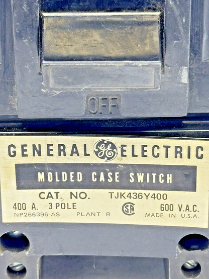 GE - TJJ436400 - MOLDED CASE SWITCH W/ AUXILIARY SWITCH - 3 POLE/600VAC/400A