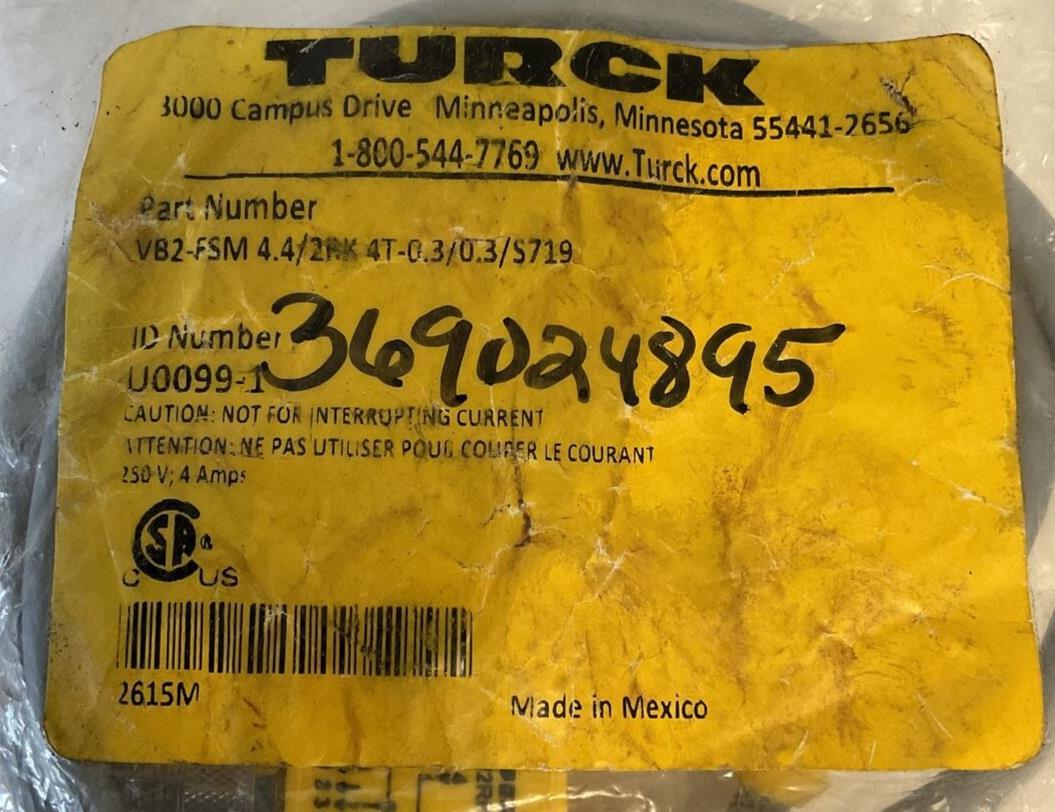 TURCK VB2-FSM 4.4/2RK 4T-0.3/0.3/S719 VB2 MOLDED TWIN JUNCTION