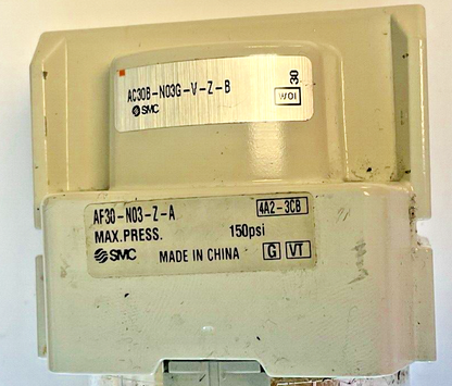 SMC AC30B-N03G-V-Z-B 150PSI, AF30-N03-Z-A W/ AR30-N03-Z-B 7-125PSI FILTER