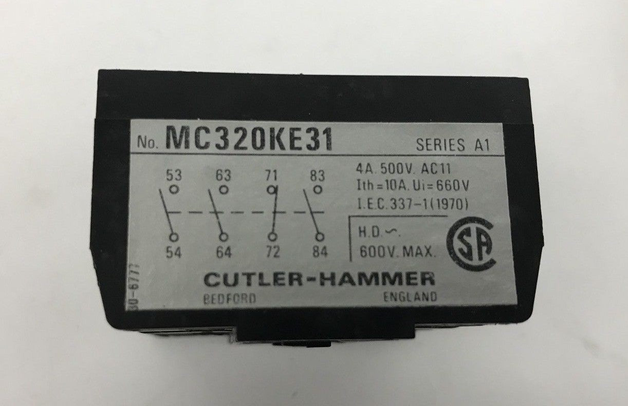 Eaton Cutler Hammer MC320KE31 Size A Type CR Electrical Interlock Ser. A1 (NEW)
