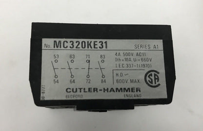 Eaton Cutler Hammer MC320KE31 Size A Type CR Electrical Interlock Ser. A1 (NEW)